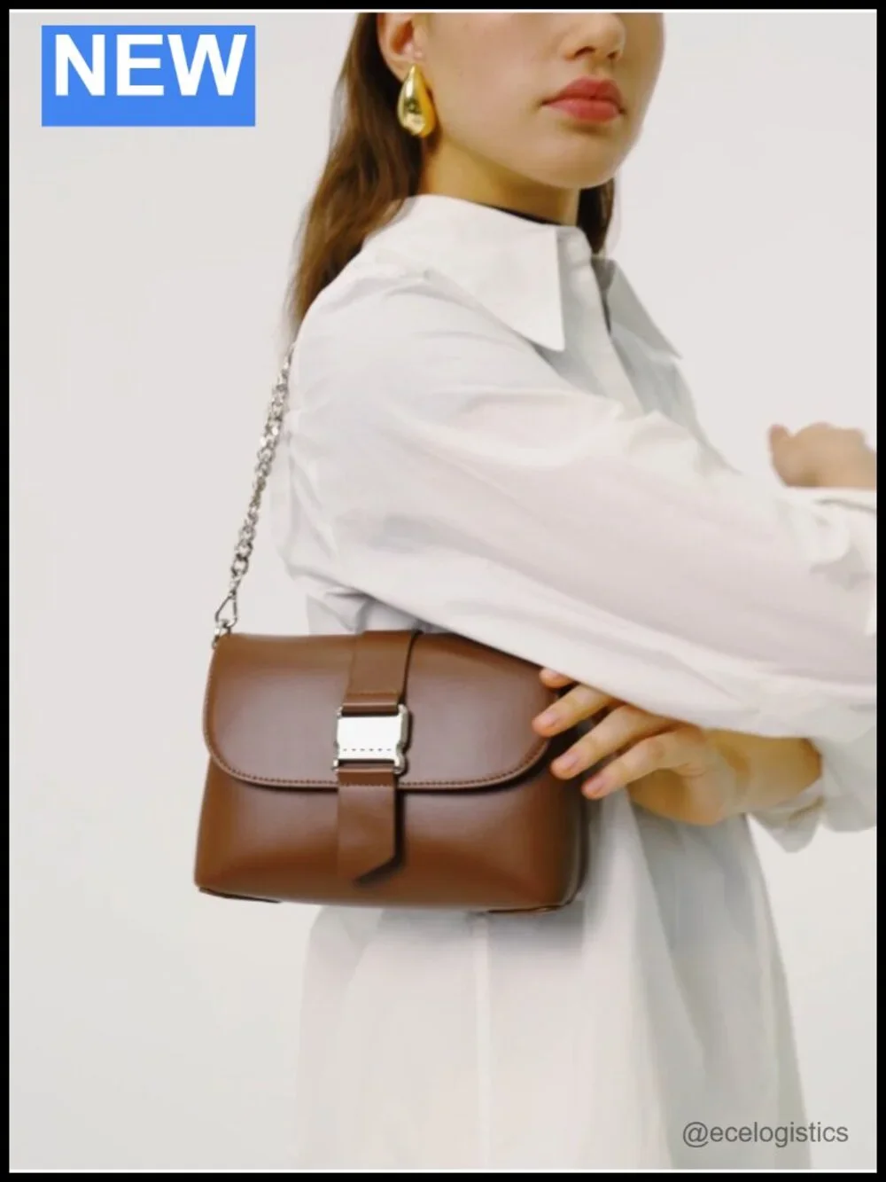 Split Leather Shoulder Bag Crossbody Purse with Chain Strap